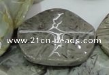 CAB572 15.5 inches 40mm wavy coin silver needle agate gemstone beads