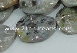 CAB575 15.5 inches 23*30mm wavy oval silver needle agate gemstone beads