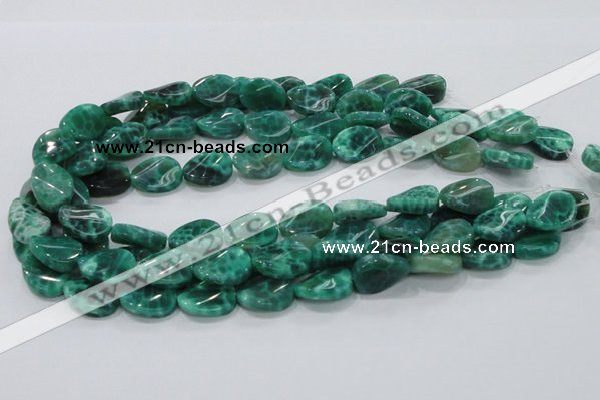 CAB58 15.5 inches 14*18mm twisted oval peafowl agate gemstone beads