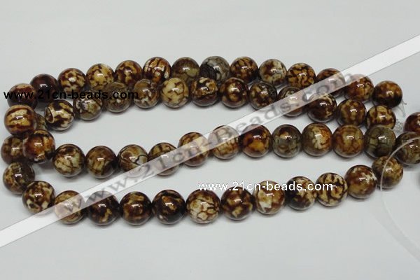 CAB612 15.5 inches 14mm round leopard skin agate beads wholesale