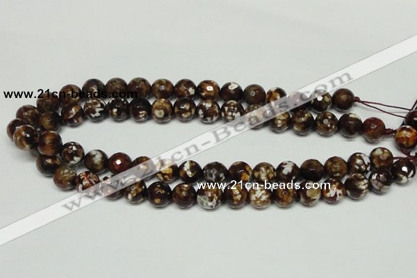 CAB617 15.5 inches 12mm faceted round leopard skin agate beads wholesale