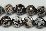 CAB618 15.5 inches 14mm faceted round leopard skin agate beads wholesale