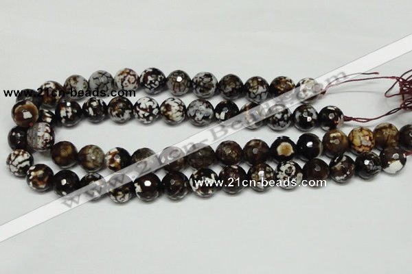 CAB618 15.5 inches 14mm faceted round leopard skin agate beads wholesale