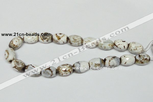 CAB624 15.5 inches 14*20mm faceted egg-shaped leopard skin agate beads