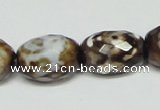 CAB625 15.5 inches 14*20mm faceted egg-shaped leopard skin agate beads