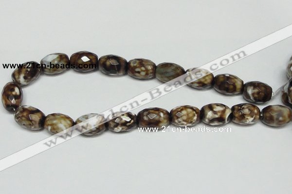 CAB625 15.5 inches 14*20mm faceted egg-shaped leopard skin agate beads