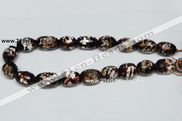 CAB626 15.5 inches 16*22mm faceted egg-shaped leopard skin agate beads