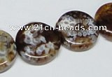 CAB628 15.5 inches 20mm flat round leopard skin agate beads wholesale