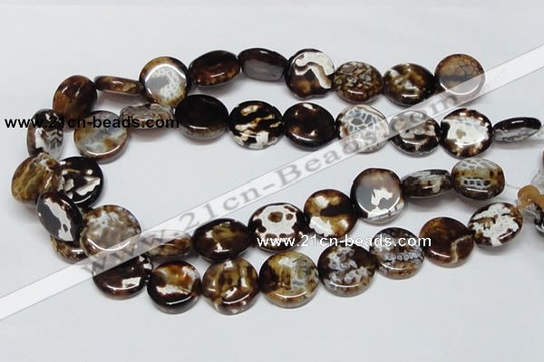 CAB628 15.5 inches 20mm flat round leopard skin agate beads wholesale