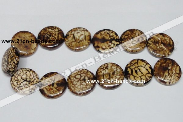 CAB631 15.5 inches 30mm flat round leopard skin agate beads wholesale