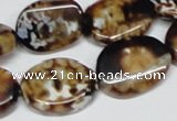 CAB633 15.5 inches 15*20mm twisted oval leopard skin agate beads