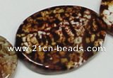 CAB635 15.5 inches 30*40mm twisted oval leopard skin agate beads