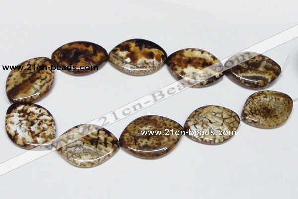 CAB638 15.5 inches 30*40mm marquise leopard skin agate beads