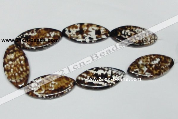 CAB639 15.5 inches 25*50mm marquise leopard skin agate beads