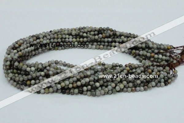 CAB65 15.5 inches 4mm round silver needle agate gemstone beads