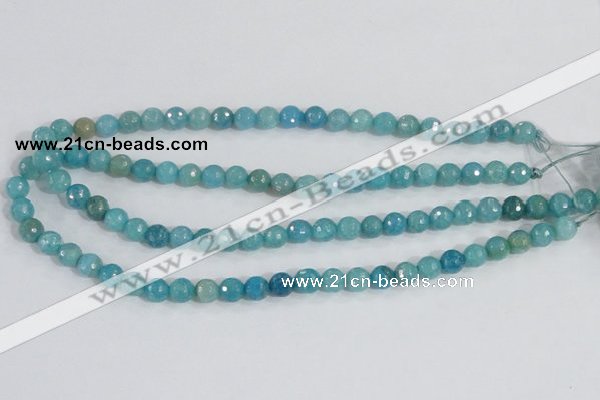 CAB653 15.5 inches 8mm faceted round fire crackle agate beads