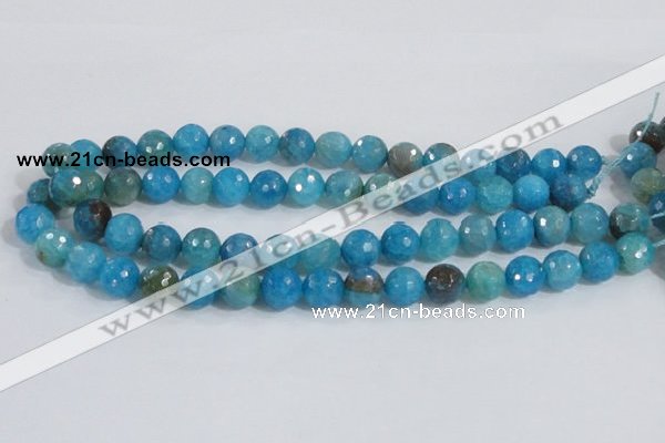 CAB654 15.5 inches 10mm faceted round fire crackle agate beads