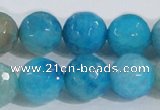 CAB656 15.5 inches 14mm faceted round fire crackle agate beads