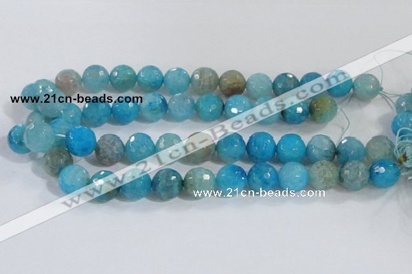 CAB656 15.5 inches 14mm faceted round fire crackle agate beads