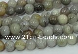 CAB66 15.5 inches 6mm round silver needle agate gemstone beads