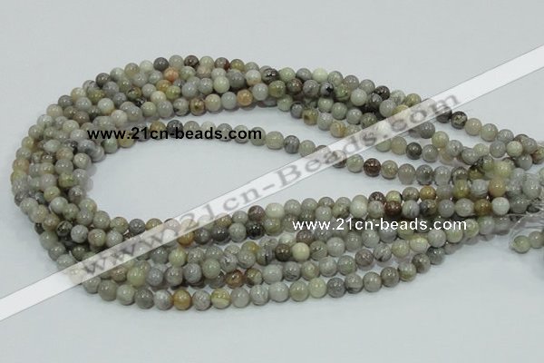 CAB66 15.5 inches 6mm round silver needle agate gemstone beads