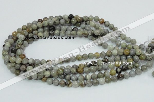 CAB67 15.5 inches 8mm round silver needle agate gemstone beads