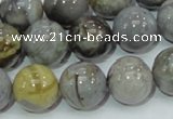 CAB69 15.5 inches 14mm round silver needle agate gemstone beads