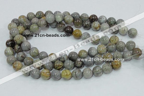 CAB69 15.5 inches 14mm round silver needle agate gemstone beads