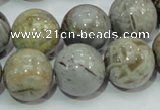 CAB70 15.5 inches 16mm round silver needle agate gemstone beads