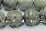 CAB71 15.5 inches 20mm round silver needle agate gemstone beads