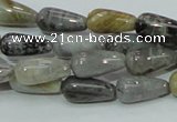 CAB72 15.5 inches 8*16mm teardrop silver needle agate gemstone beads