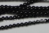 CAB720 15.5 inches 3mm round black agate gemstone beads wholesale