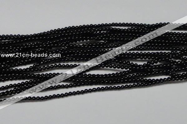 CAB720 15.5 inches 3mm round black agate gemstone beads wholesale