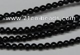 CAB721 15.5 inches 4mm round black agate gemstone beads wholesale