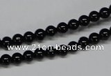 CAB722 15.5 inches 5mm round black agate gemstone beads wholesale