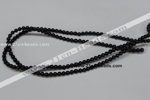 CAB722 15.5 inches 5mm round black agate gemstone beads wholesale