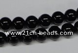 CAB724 15.5 inches 8mm round black agate gemstone beads wholesale