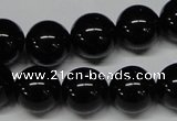 CAB727 15.5 inches 14mm round black agate gemstone beads wholesale