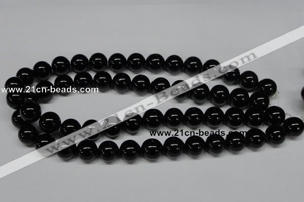 CAB727 15.5 inches 14mm round black agate gemstone beads wholesale