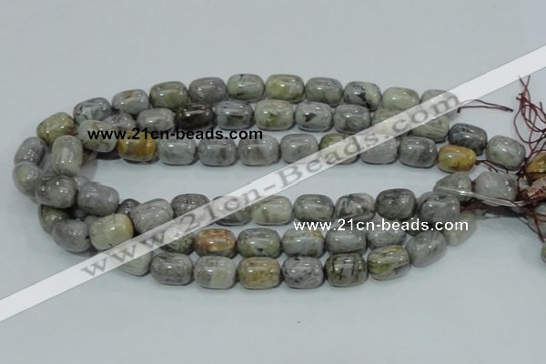 CAB73 15.5 inches 12*16mm egg-shaped silver needle agate beads