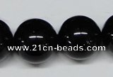 CAB730 15.5 inches 20mm round black agate gemstone beads wholesale