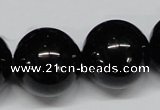 CAB731 15.5 inches 22mm round black agate gemstone beads wholesale