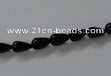 CAB732 15.5 inches 5*8mm teardrop black agate gemstone beads