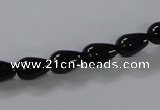 CAB733 15.5 inches 7*10mm teardrop black agate gemstone beads