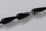 CAB734 15.5 inches 6*16mm teardrop black agate gemstone beads