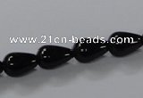 CAB735 15.5 inches 8*12mm teardrop black agate gemstone beads