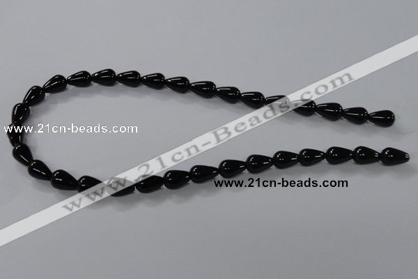 CAB735 15.5 inches 8*12mm teardrop black agate gemstone beads