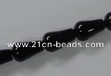 CAB736 15.5 inches 8*14mm teardrop black agate gemstone beads