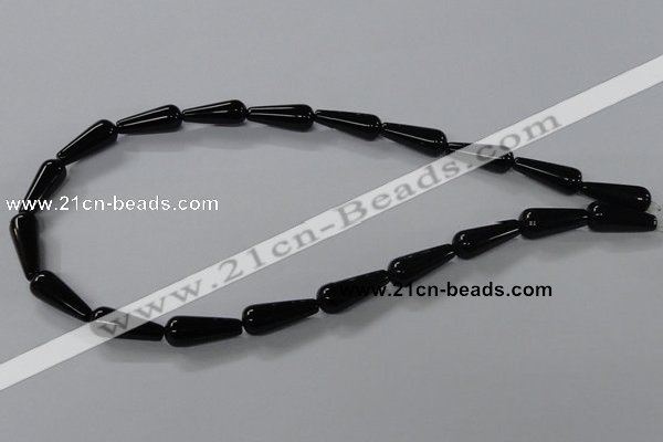 CAB737 15.5 inches 8*20mm teardrop black agate gemstone beads