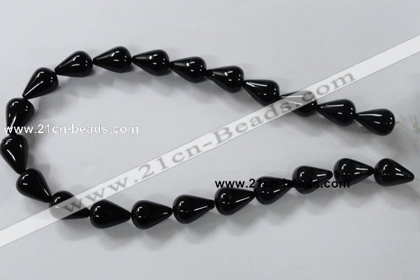 CAB738 15.5 inches 13*18mm teardrop black agate gemstone beads